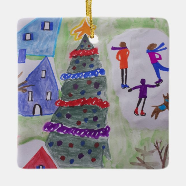 Christmas Village  Ceramic Ornament (Front)