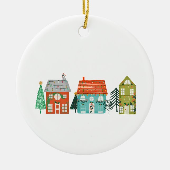 Christmas Village  Ceramic Tree Decoration (Front)