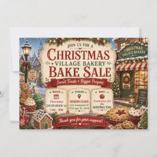 Christmas Village Cosy Holiday Bakery Bake Sale Invitation
