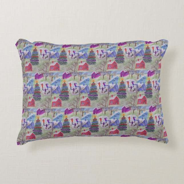 Christmas Village   Decorative Cushion (Front)