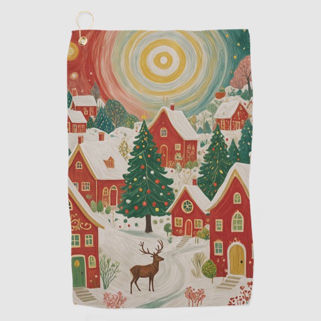 Christmas Village Golf Towel (Front)