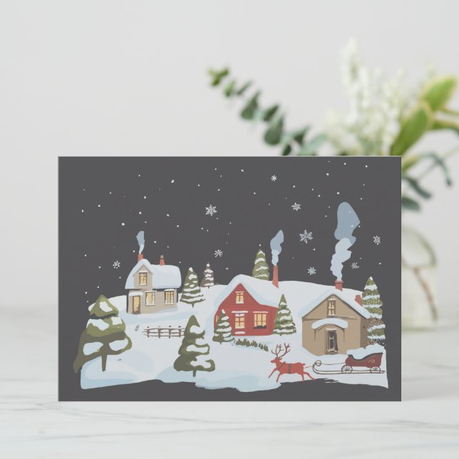 Christmas Village Holiday Farm Holiday Vintage Card (Standing Front)