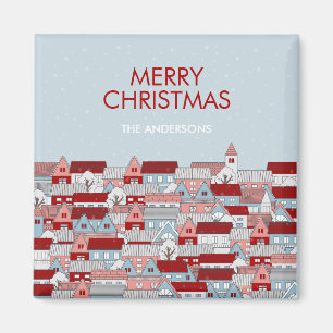 Christmas Village Holiday Magnet