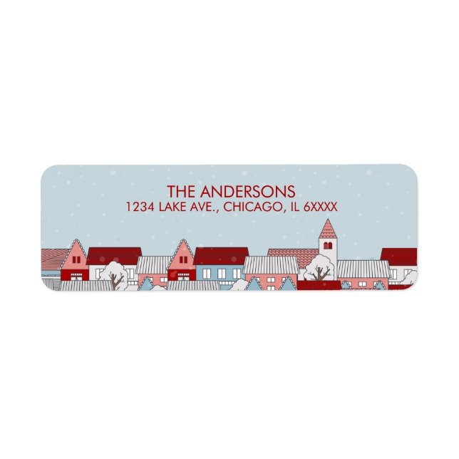 Christmas Village Holiday Return Address Label (Front)
