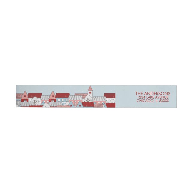 Christmas Village Holiday Wraparound Address Label (Individual)