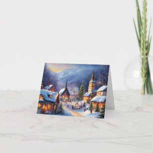 Christmas Village in the Mountains Winter  Card