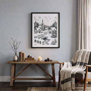 Christmas Village in Winter Poster