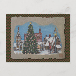 Christmas Village Lamplighter Holiday Postcard
