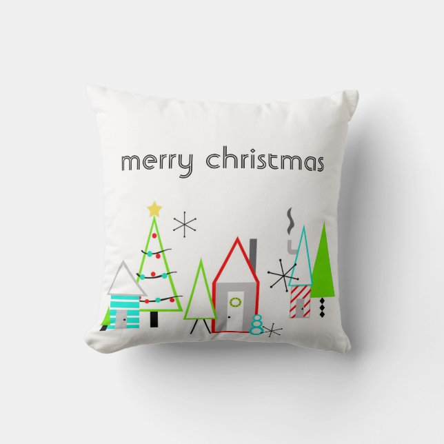 christmas village mid century modern cushion (Front)