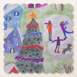 Christmas Village Paper Coaster