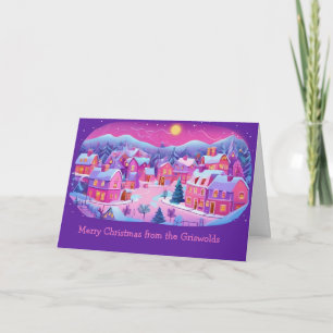 Christmas Village Scene Card Custom Message