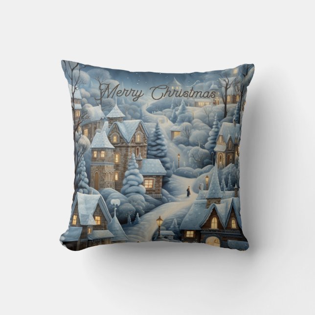 Christmas Village Scene Cushion (Front)