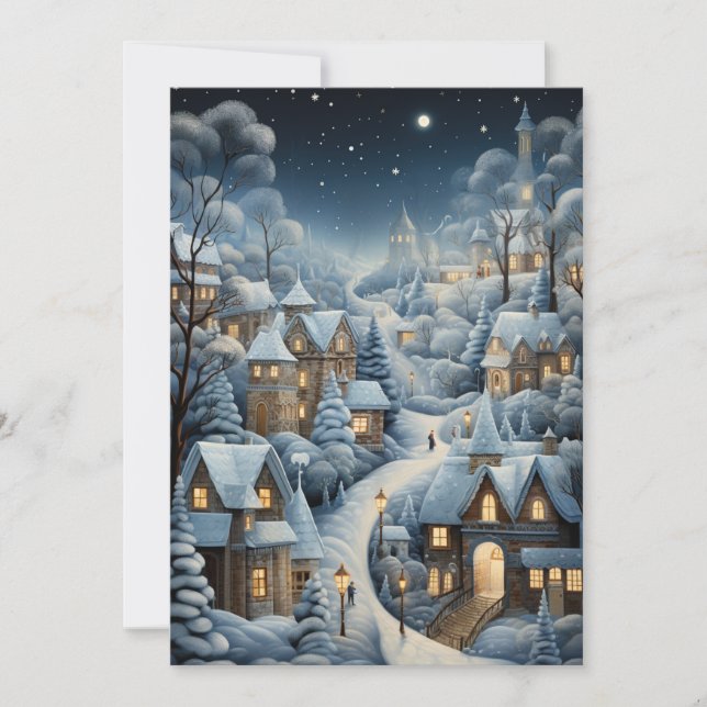 Christmas Village Scene Holiday Card (Front)