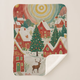 Christmas Village Sherpa Blanket