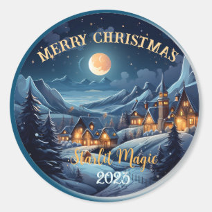 Christmas Village Starlit Night  Classic Round Sticker
