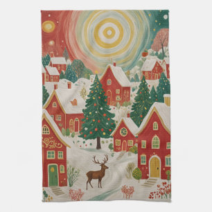 Christmas Village Tea Towel