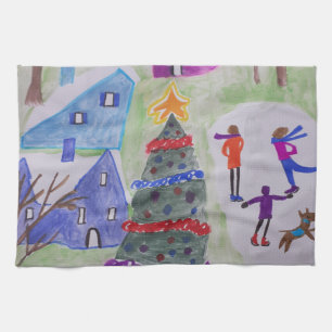 Christmas Village Tea Towel