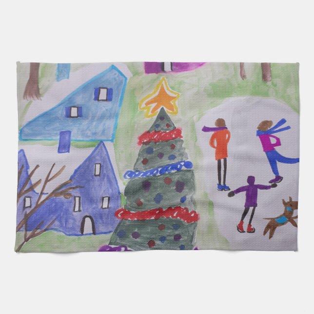 Christmas Village Tea Towel (Horizontal)