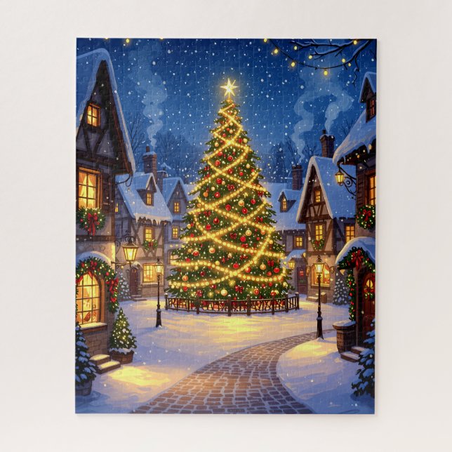 Christmas Village Tree Jigsaw Puzzle (Vertical)