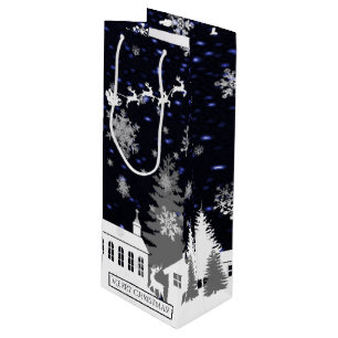 Christmas Village Wine Gift Bag
