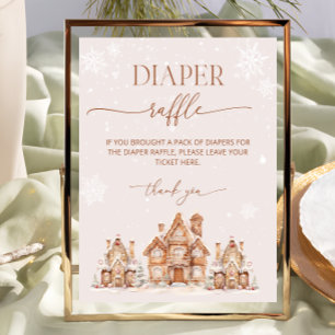 Christmas Village Winter Baby Shower Diaper Raffle Poster