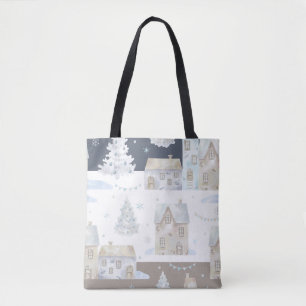 Christmas Village Winter Holiday Shopping Tote Bag