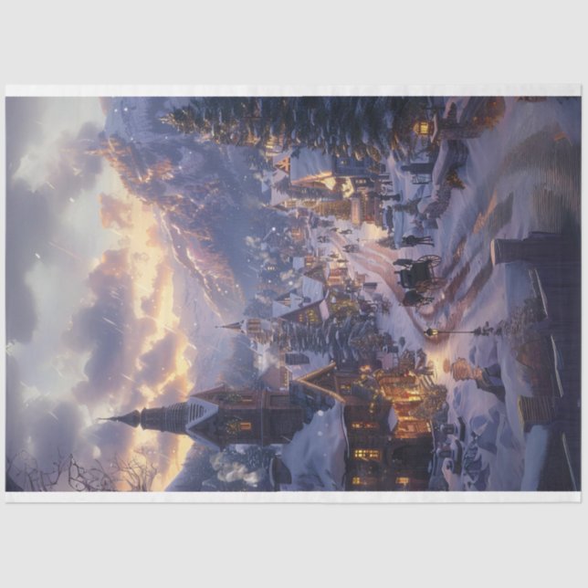 Christmas Village Winter Wonderland #1 Decoupage Tissue Paper (Front)