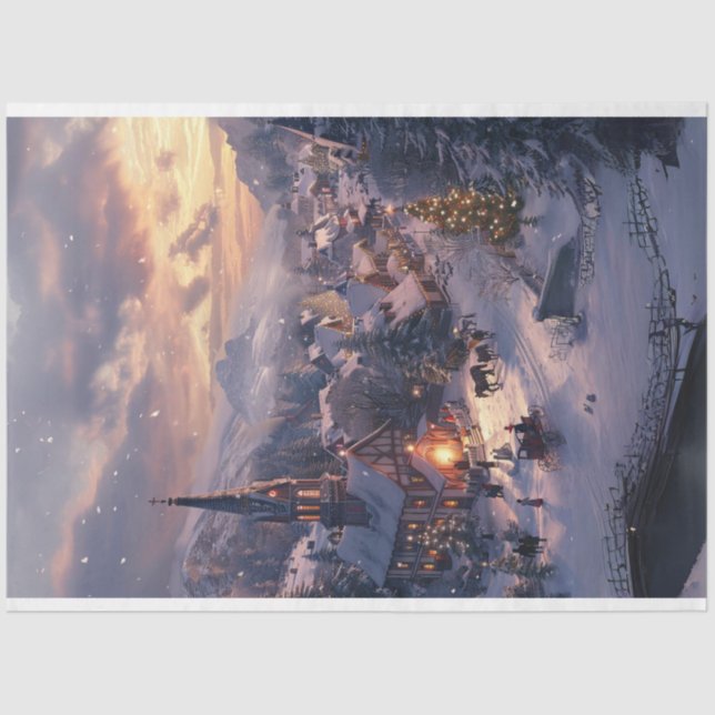 Christmas Village Winter Wonderland #3 Decoupage Tissue Paper (Front)