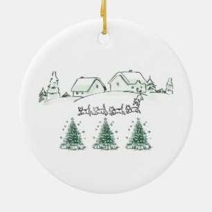 Christmas Village Winter Wonderland Christmas Orna Ceramic Tree Decoration