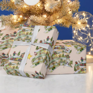 Christmas village wrapping paper