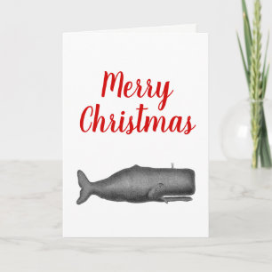 Christmas Vintage 19th Century Stylised Whale #1 N Holiday Card