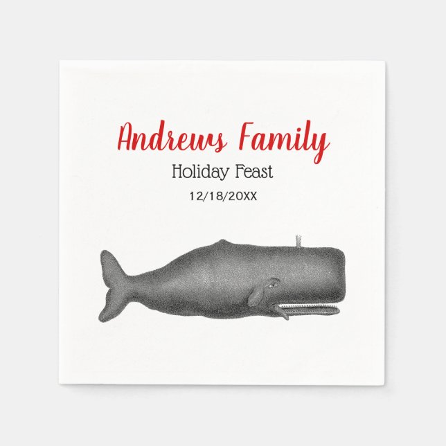 Christmas Vintage 19th Century Stylised Whale #1 N Napkin (Front)