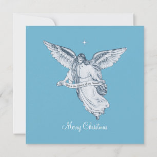 Christmas Vintage Angel with Message on Light Blue