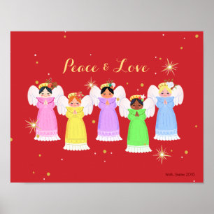 Christmas Vintage Angels Art Print