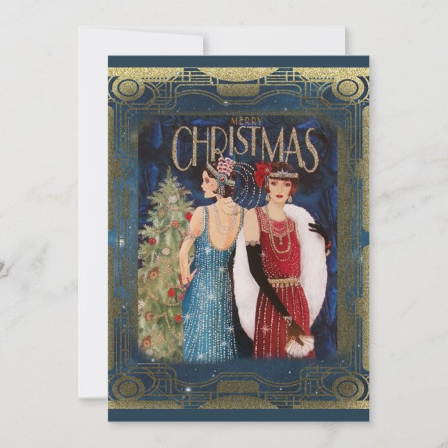 Christmas Vintage Art Deco Holiday Card (Front)
