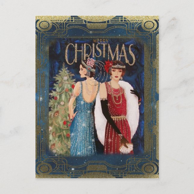 Christmas Vintage Art Deco Postcard (Front)