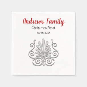 Christmas Vintage Art Deco Silver Plume Arabesque Napkin