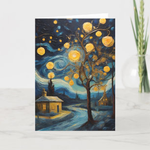 Christmas Vintage Art Inspired by Van Gogh Card