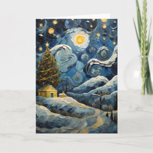 Christmas Vintage Art Inspired by Van Gogh Holiday Card