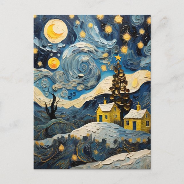 Christmas Vintage Art Inspired by Van Gogh Postcard (Front)