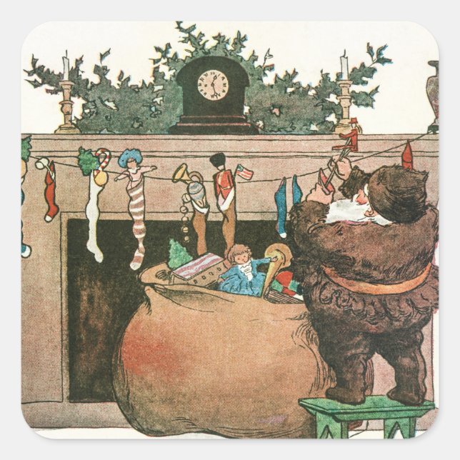 Christmas vintage art  square sticker (Front)