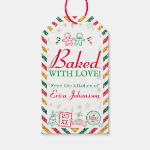 Christmas Vintage Baked with Love Glitter Gift Tags
