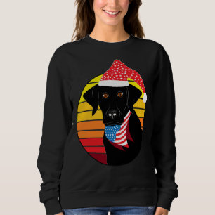 Christmas Vintage Black Labrador With The Usa Flag Sweatshirt