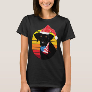 Christmas Vintage Black Labrador With The Usa Flag T-Shirt