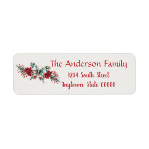 Christmas Vintage Butterfly Poinsettia Holiday