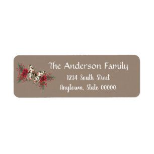 Christmas Vintage Butterfly Poinsettia Holiday