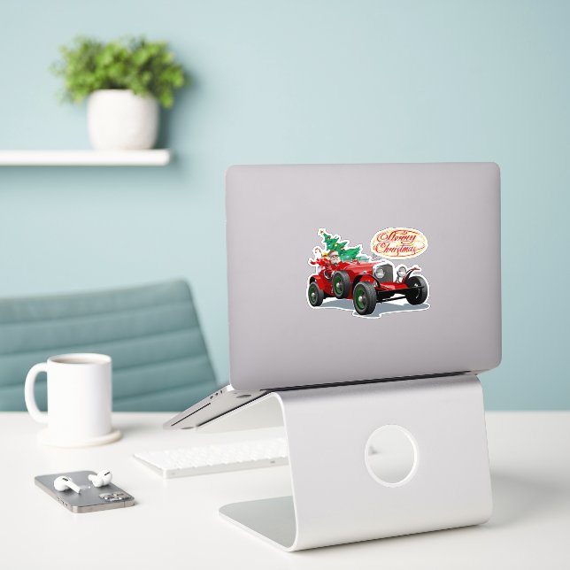 Christmas vintage car (Laptop On Desk)