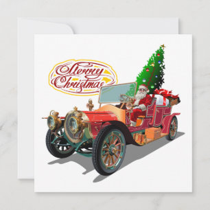 Christmas vintage car holiday card