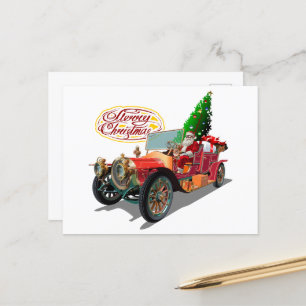 Christmas vintage car postcard
