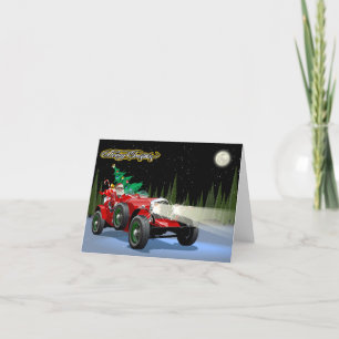 Christmas vintage car thank you card